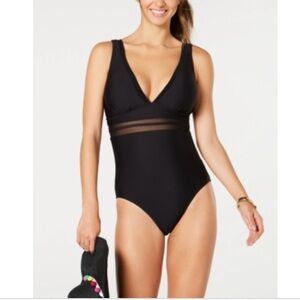 Tommy Hilfiger Black One Piece Mesh Swimsuit